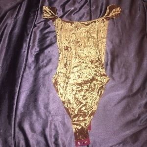 Gold crushed velvet bodysuit